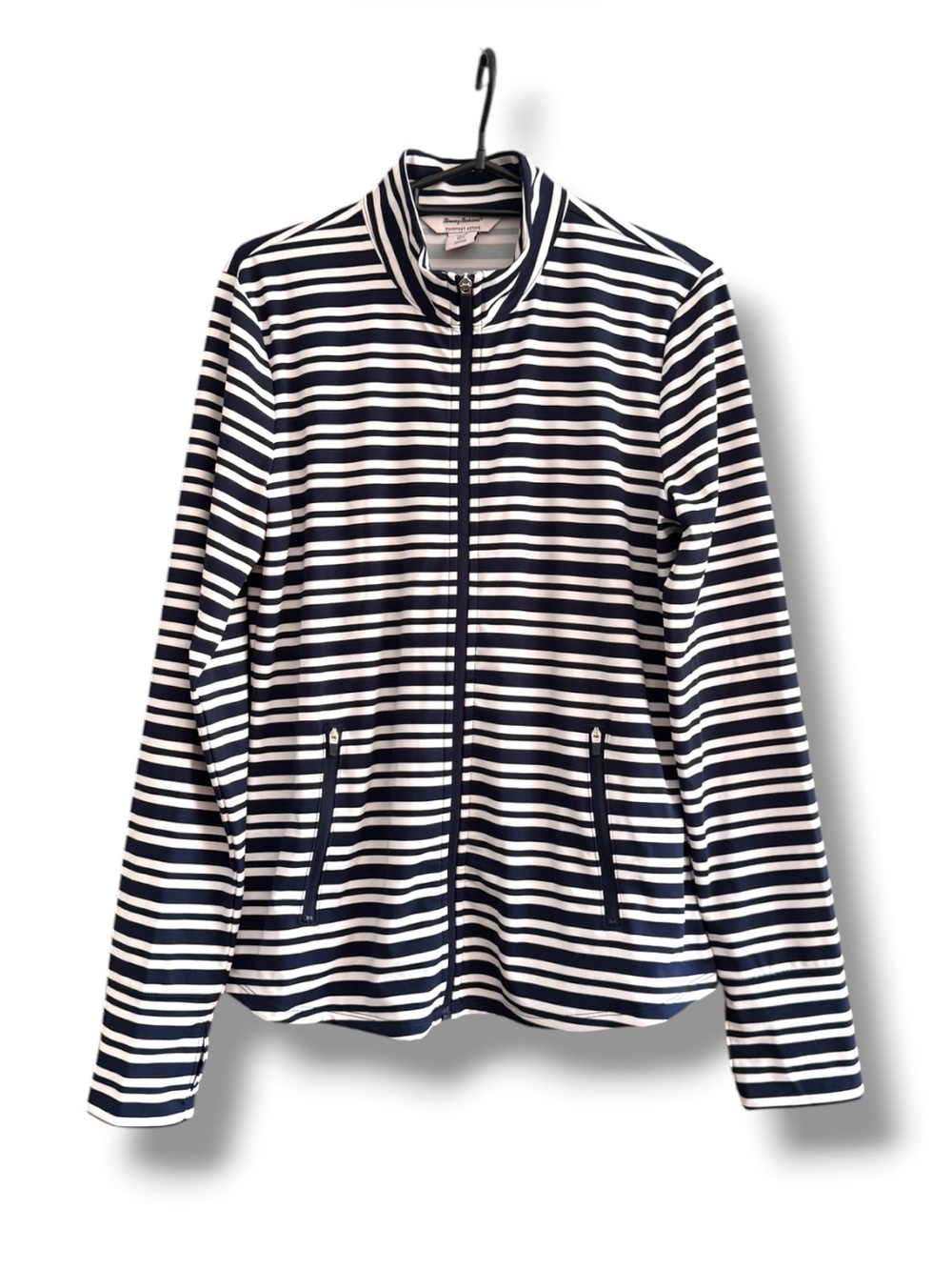 Tommy Bahama Striped Navy & White Zip-Front Women's Jacket
